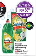 Sunlight Regular Bottle Dishwashing Liquid Or Refill Pouch Assorted-750ml Both For
