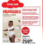 Huggies Extra Care Jumbo Pack Nappies Sizes 1-5-Per Pack