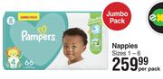 Pampers Jumbo Pack Nappies Sizes 1-6-Per Pack