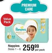 Pampers Premium Care Nappies Sizes 1-6-Per Pack