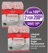 Lifestyle Food Sweetener Sugar Replacement 200 Stick Sachets-For 1