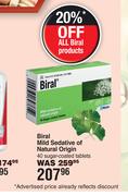 Biral Mild Sedative Of Natural Origin 40 Sugar Coated Tablets
