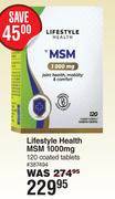 Lifestyle Health MSM 1000mg 120 Coated Tablets 387494