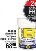 High B Vitamn B Complex High Potency-30 Capsules Each