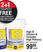 High B Vitamn B Complex High Potency-60 Capsules Each