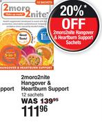 2Moro2nite Hangover & Heartburn Support-12Sachets