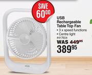 Home Quip USB Rechargeable Table Top Fan