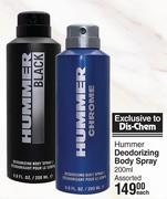 Hummer Deodorizing Body Spray Assorted-200ml Each