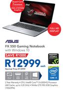 Asus FX550 Gaming Notebook With Windows 10-Each