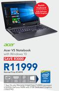 Acer V5 Notebook With Windows 10