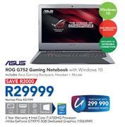 Asus ROG G752 Gaming Notebook With Windows 10