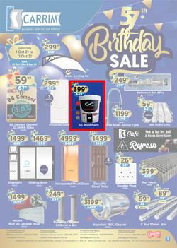 K Carrim Builders Mecca : 57th Birthday Sale (12 October - 6 December 2021), page 1