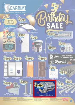 K Carrim Builders Mecca : 57th Birthday Sale (12 October - 6 December 2021), page 1