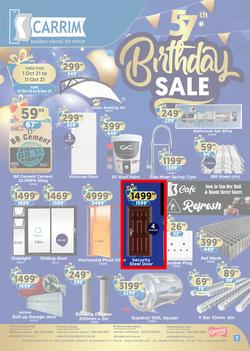 K Carrim Builders Mecca : 57th Birthday Sale (12 October - 6 December 2021), page 1