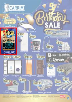 K Carrim Builders Mecca : 57th Birthday Sale (12 October - 6 December 2021), page 1