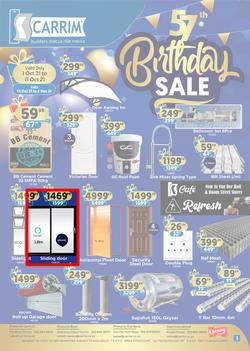 K Carrim Builders Mecca : 57th Birthday Sale (12 October - 6 December 2021), page 1