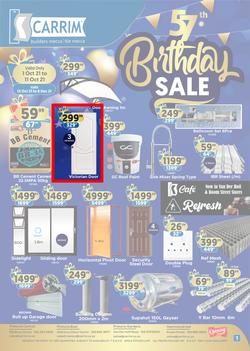 K Carrim Builders Mecca : 57th Birthday Sale (1 October - 11 October 2021), page 1