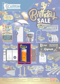 K Carrim Builders Mecca : 57th Birthday Sale (12 October - 6 December 2021), page 1