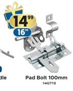 Yale Pad Bolt 100mm