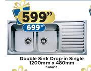 Double Sink Drop In Single 1200mm x 480mm 