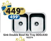 Sink Double Bowl No Tray 800 x 430