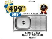 Single Bowl Drop In 915 x 460 (Anti-Scratch)
