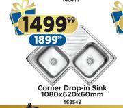 Corner Drop In Sink 1080 x 620 x 60mm