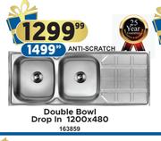 Double Bowl Drop In 1200 x 480 (Anti-Scratch)