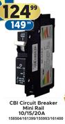 CBI Circuit Breaker Mini Rail 10/15/20A 158504/161399/155993/161400