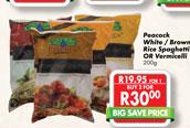 Peacock White/Brown Rice Spaghetti Or Vermicelli-200g