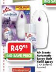 Air Scents Automatic Spray Unit Refill Spray- 2 AA Batteries Assorted
