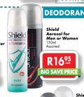 Shield Aerosol For Men Or Women Assorted-150ml