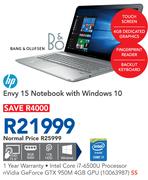 HP Envy 15 Notebook With Windows 10