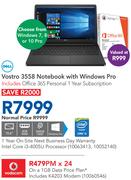 Dell Vostro 3558 Notebook With Windows Pro+ K4203 Modem-On A 1GB Data Price Plan