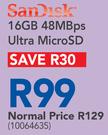 SanDisk 16GB 48Mbps Ultra MicroSD