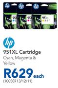 HP 951XL Cartridge Cyan, Magenta & Yellow-Each