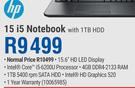 HP 15 i5 Notebook With 1TB HDD