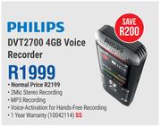 Philips DVT2700 4GB Voice Recorder
