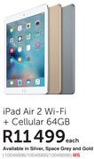 Apple iPad Air 2 Wi-Fi+ Cellular 64GB-Each