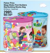 Fisher Price Mega Bloks First Builders Big Building Blocks Bag 60 Piece Assorted-Each