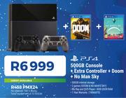 PS4 500GB Console + Extra Controller + Doom + No Man Sky