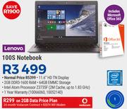 Lenovo 100S Notebook+ R207H WiFi Modem-On 2GB Data Price Plan