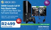 Xbox 360 500GB Console + COD Ghosts + COD Black Ops Full Download