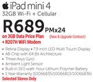 iPad Mini 4 32GB Wi-Fi + Cellular - Per Month