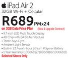iPad Air 2 32GB Wi-Fi + Cellular - Per Month