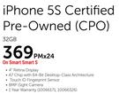 Apple iPhone 5S Certified Pre-Owned(CPO) 32GB-On Smart S