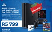 PS4 500GB S Console Incl. Headset + Metal Gear Solid + PES2017