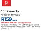 Vodacom 10" Power Tab VF1296+ Keyboard-On 1GB Data Price Plan