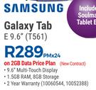 Samsung Galaxy Tab E 9.6" T561-On 2GB Data Price Plan