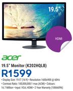 Acer 19.5" Monitor K202HQLB